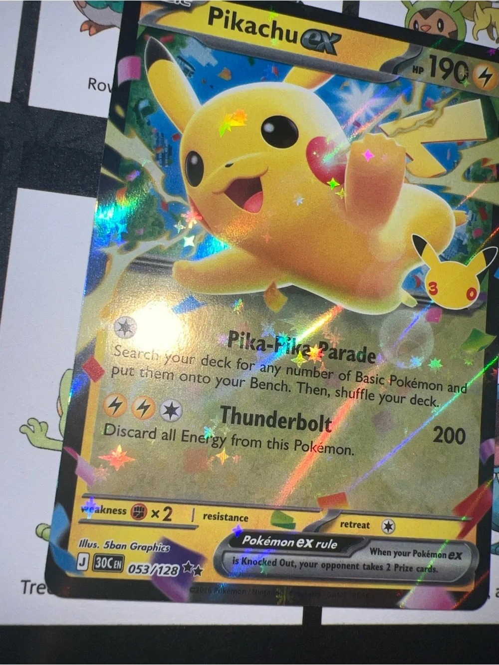 Pokemon Pikachu EX Holofoil Bright Yellow Lightning Art